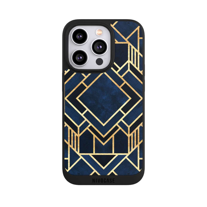 iPhone 14 Pro NIVOpure Kunst Deko Blau Golddruck