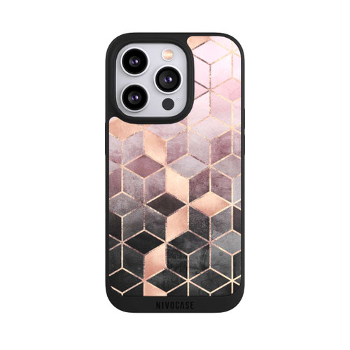 Apple iPhone 14 Pro NIVOpure Imprimé Cubes Dégradés Gris Rose