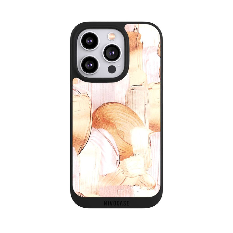 iPhone 14 Pro NIVOpure Weiß/Gold Pinsel Muster