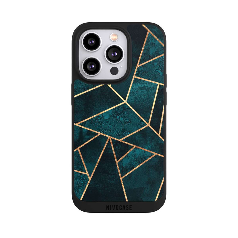 iPhone 14 Pro NIVOpure Imprimé or pierre sarcelle profond