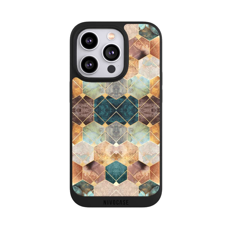 iPhone 14 Pro NIVOpure Naturfarbene Sechsecke und Diamanten