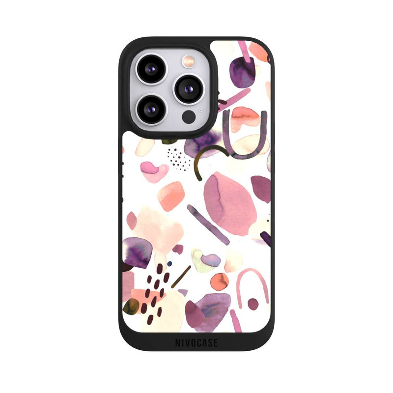 iPhone 14 Pro NIVOpure Aquarelle Formes abstraites Mauve