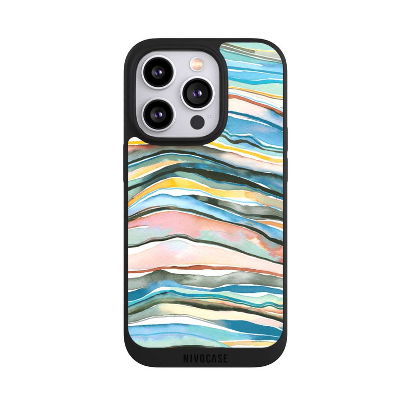 iPhone 14 Pro NIVOpure Couches d'agate aquarelle bleues