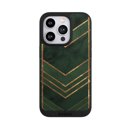 Apple iPhone 14 Pro NIVOpure Dark Green Pattern Golden Stripes