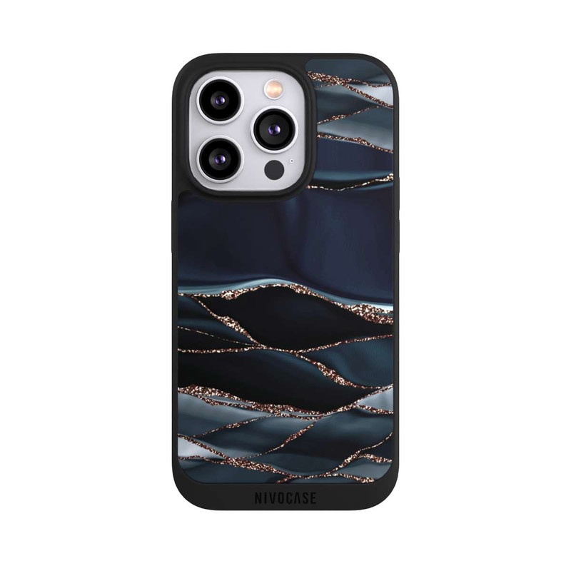iPhone 14 Pro NIVOpure Rayures Gris Foncé Look Doré