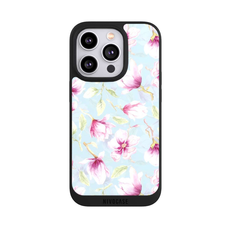 iPhone 14 Pro NIVOpure Magnolien auf Blau