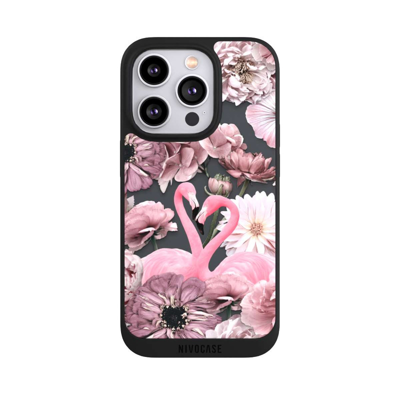iPhone 14 Pro NIVOpure Flamants roses en motif de fleurs