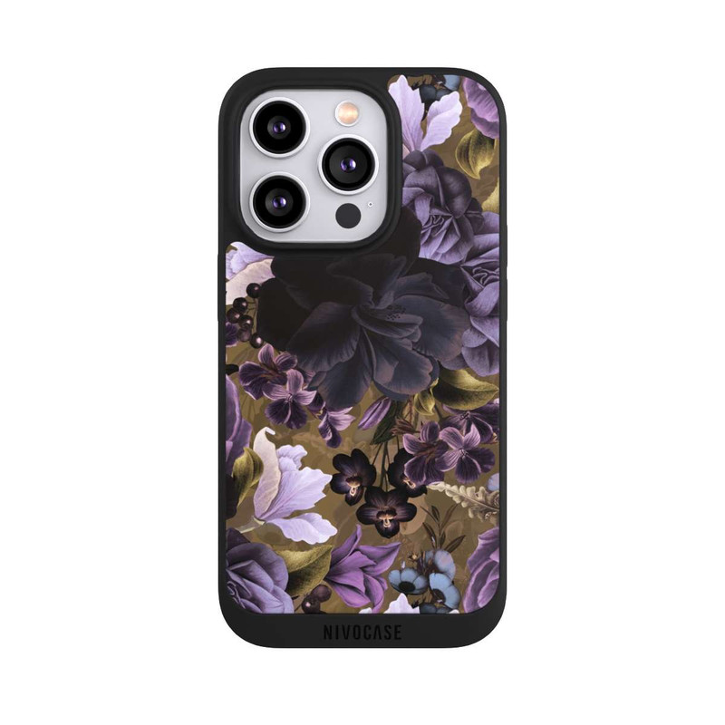iPhone 14 Pro NIVOpure  Lila und goldene Vintageblumen