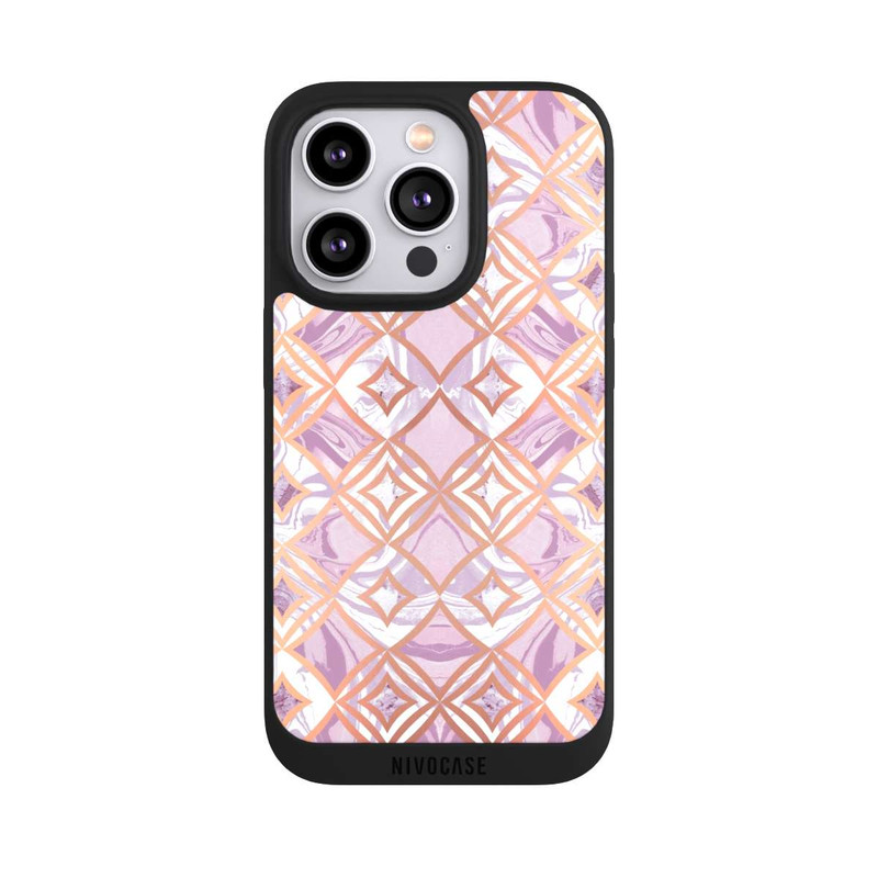 iPhone 14 Pro NIVOpure Pink Gold Rhombic Marble Tiles