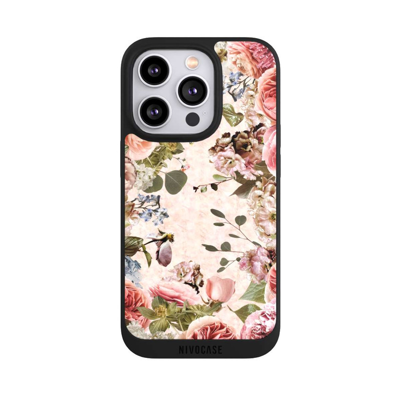 iPhone 14 Pro NIVOpure Cadre floral pivoines pastel