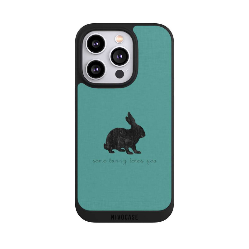 iPhone 14 Pro NIVOpure Some Bunny Loves You - Black on Turquoise