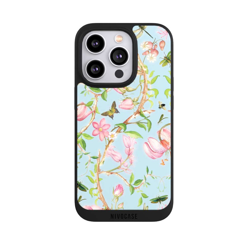 iPhone 14 Pro NIVOpure Vintage botanische Blumen in blau