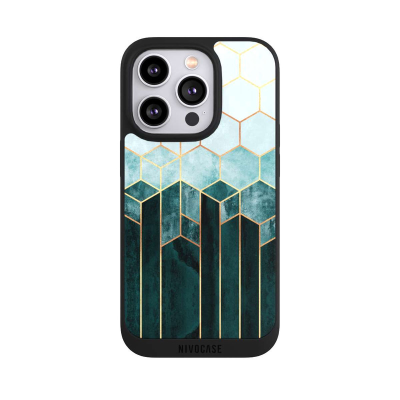 iPhone 14 Pro NIVOpure Blaugrüne Sechsecke