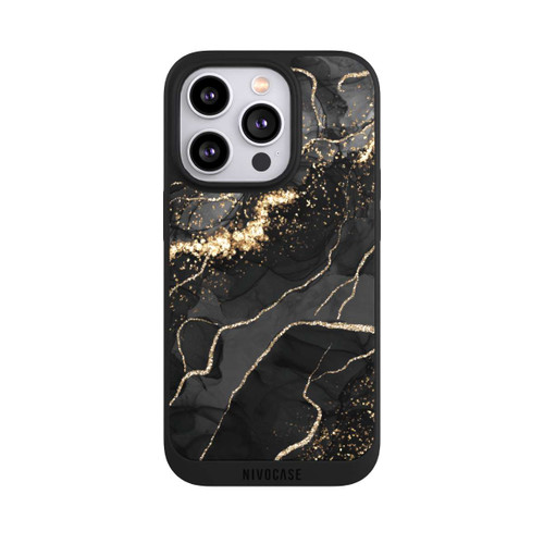 Apple iPhone 14 Pro NIVOpure Look Spirales de Marbre Sombre &amp; Or