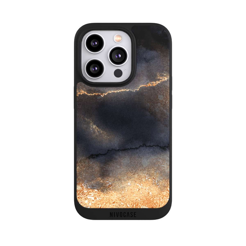 iPhone 14 Pro NIVOpure Black Marble Gold Dust Look