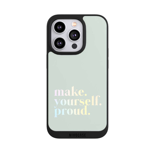 Apple iPhone 14 Pro NIVOpure Make Yourself Proud Zitat-Minze und Farbverlauf
