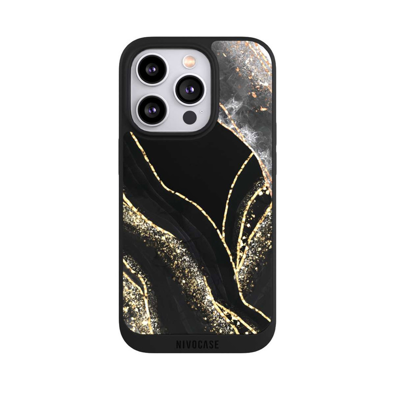 iPhone 14 Pro NIVOpure Dunkler Marmor Gold
