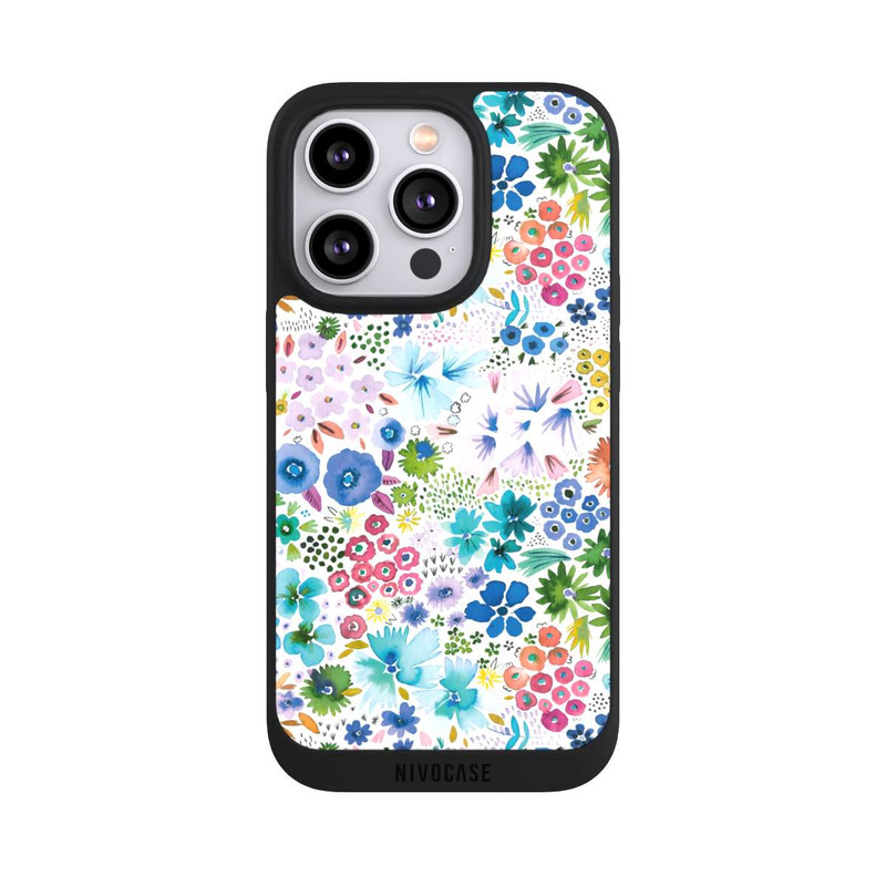 iPhone 14 Pro NIVOpure Kunstvolle kleine Frühlingsblumen blau