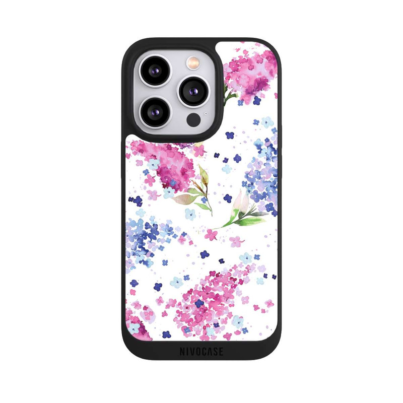 iPhone 14 Pro NIVOpure Hortensien Lila und Rosa Blumen