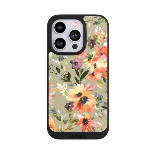 Apple iPhone 14 Pro NIVOpure Malerische tropische Blumen Salbeigrün