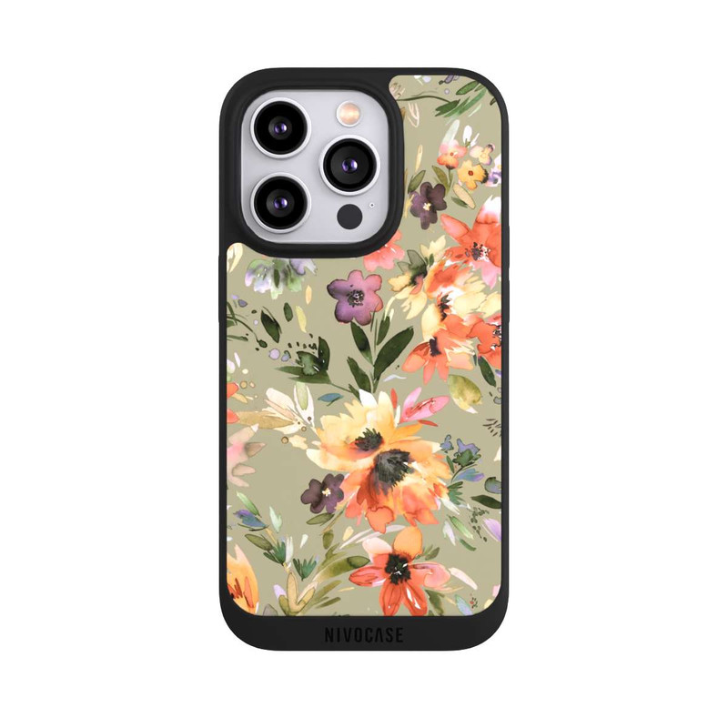 iPhone 14 Pro NIVOpure Malerische tropische Blumen Salbeigrün