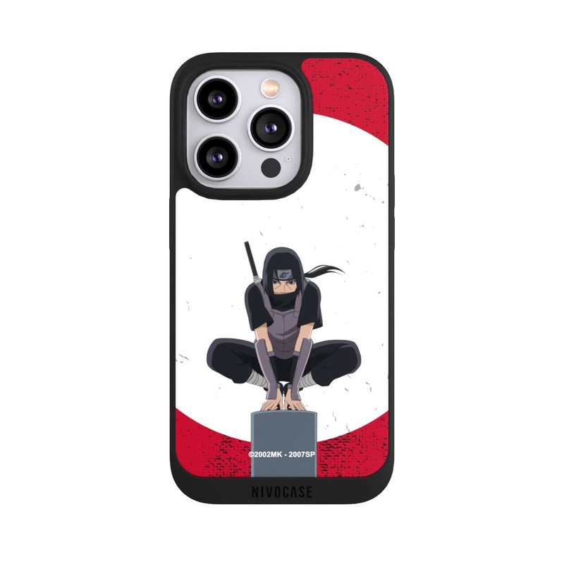 iPhone 14 Pro NIVOpure Symbole Itachi Uchiha fond rouge