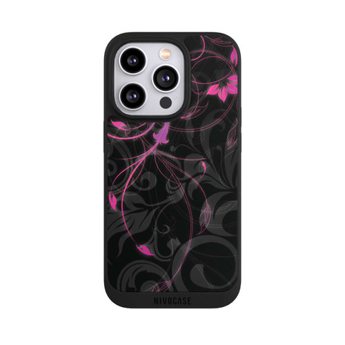 Apple iPhone 14 Pro NIVOpure Black and Pink Autumn Flowers 
