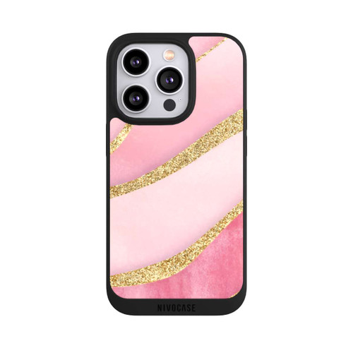 Apple iPhone 14 Pro NIVOpure Pink Marble Goldprint Stripes