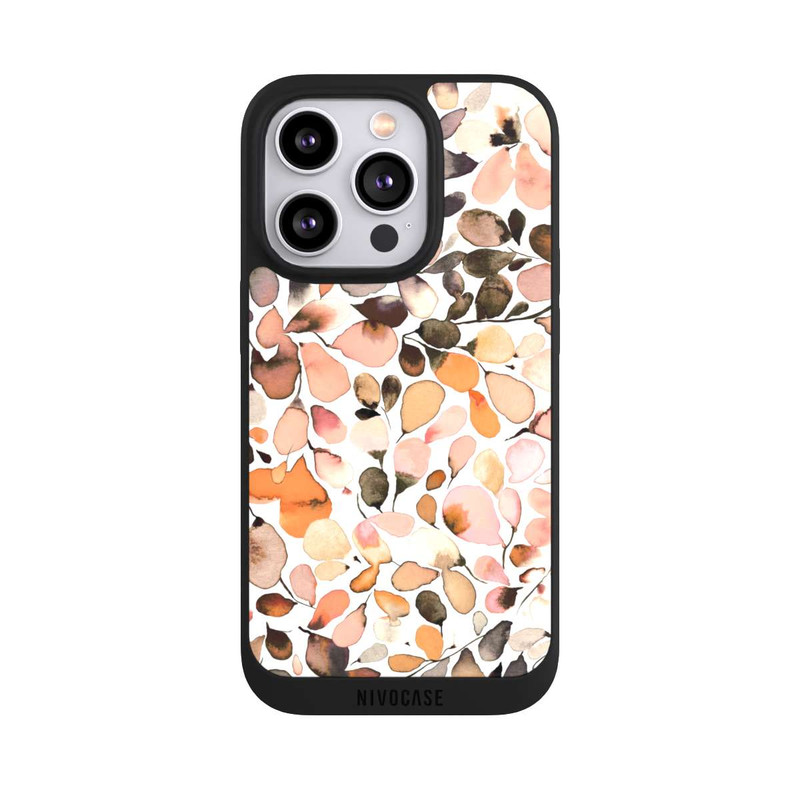 iPhone 14 Pro NIVOpure Eucalyptus Watercolor Leaves Dark Brown Autumn