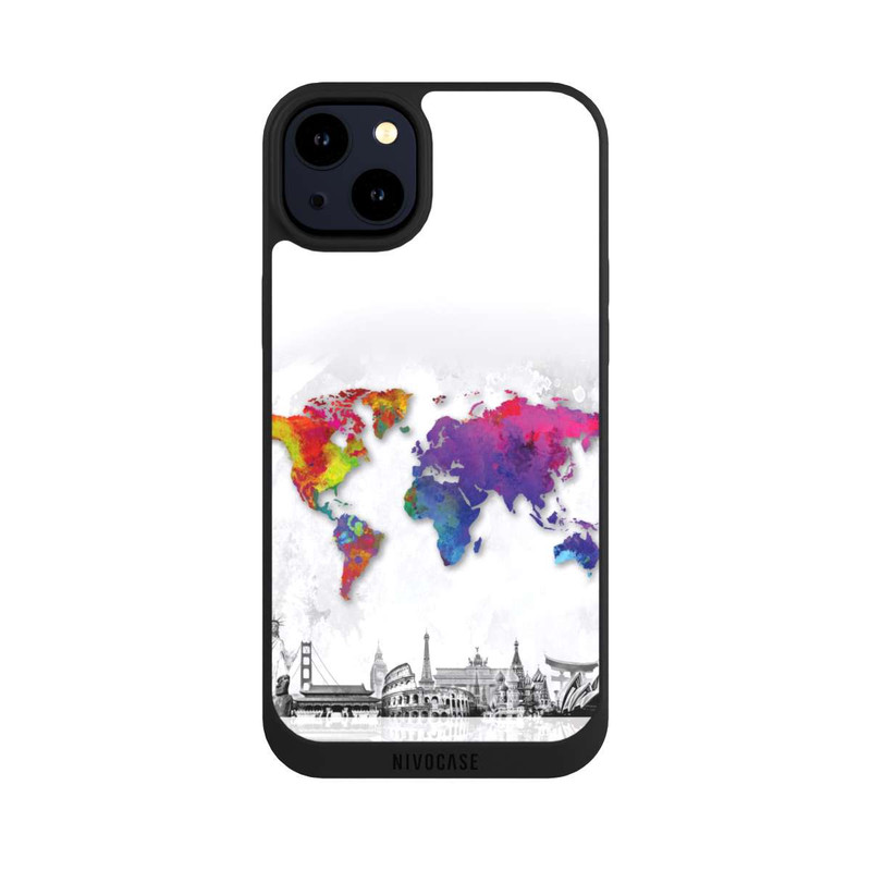 iPhone 14 Plus NIVOpure Weltkarte mit Skyline