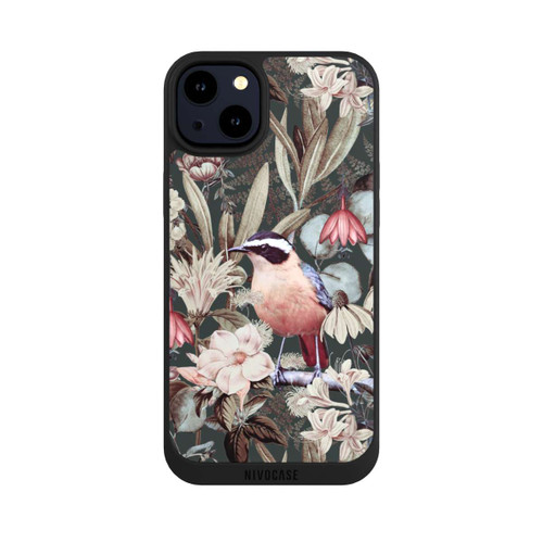 Apple iPhone 14 Plus NIVOpure Orangefarbener Vogel im Vintage Blumenmuster