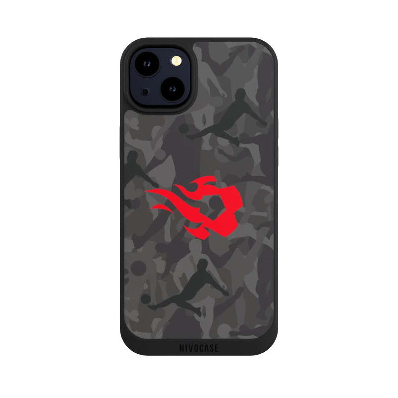 iPhone 14 Plus NIVOpure Belgian Red Flames Camouflage Grey