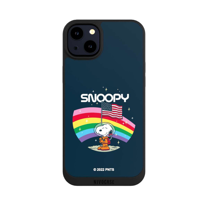iPhone 14 Plus NIVOpure Snoopy Weltraumreisender Regenbogen