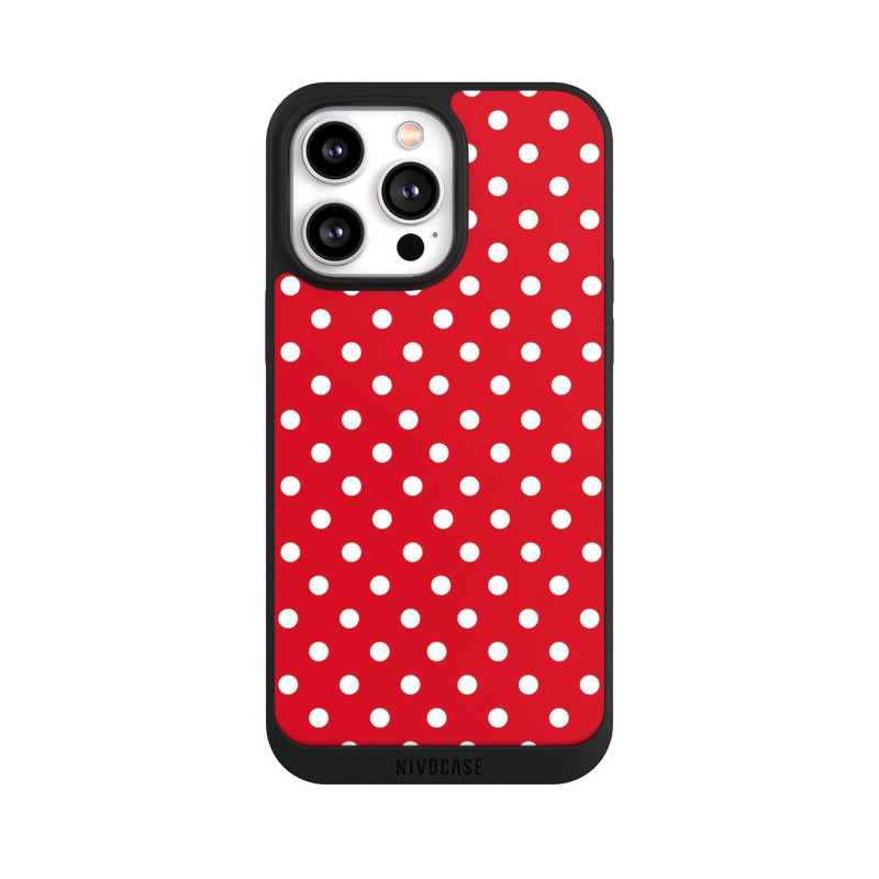 iPhone 14 Pro Max NIVOpure Polka Dots Dunkelrot und Weiß