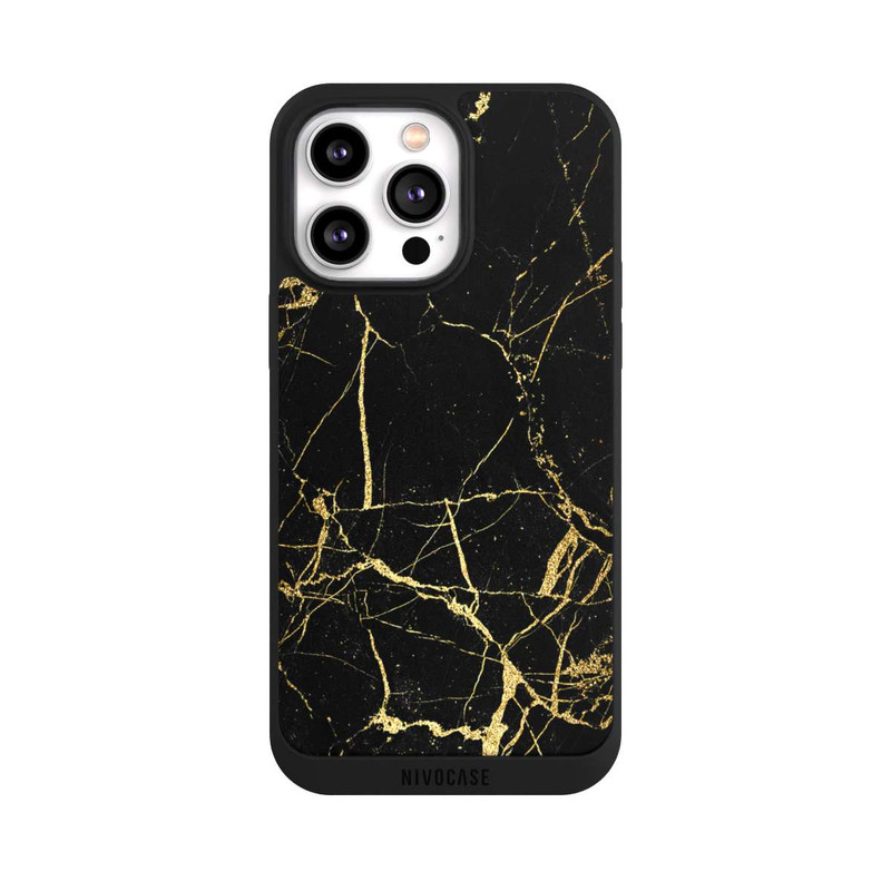 iPhone 14 Pro Max NIVOpure Schwarzgoldener Marmor-Look