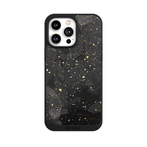 Apple iPhone 14 Pro Max NIVOpure Glitzernder Marmor-Schwarz-Gold-Look