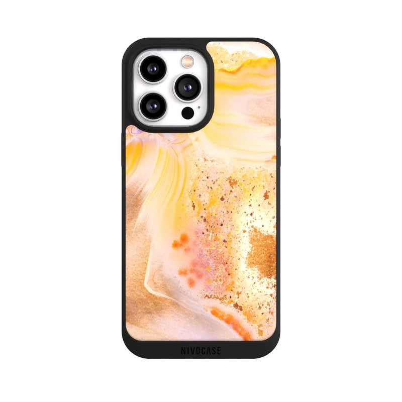 iPhone 14 Pro Max NIVOpure Orangefarbener Glitzer Marmorlook