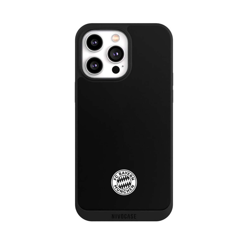 iPhone 14 Pro Max NIVOpure Klassisches FCB Logo Klein - Weiß auf Schwarz