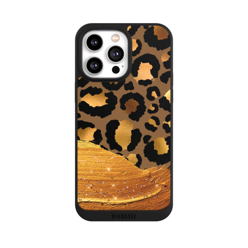 Apple iPhone 14 Pro Max NIVOpure Dunkelgoldener Leoparden Glitzerlook