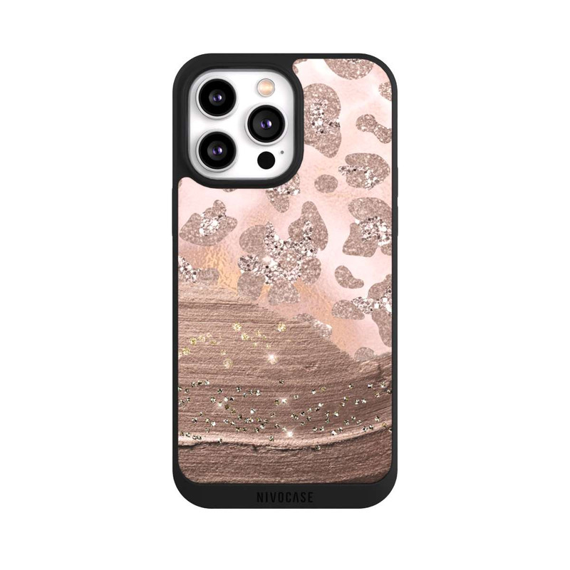 iPhone 14 Pro Max NIVOpure Silberner Leoparden Glitzerlook