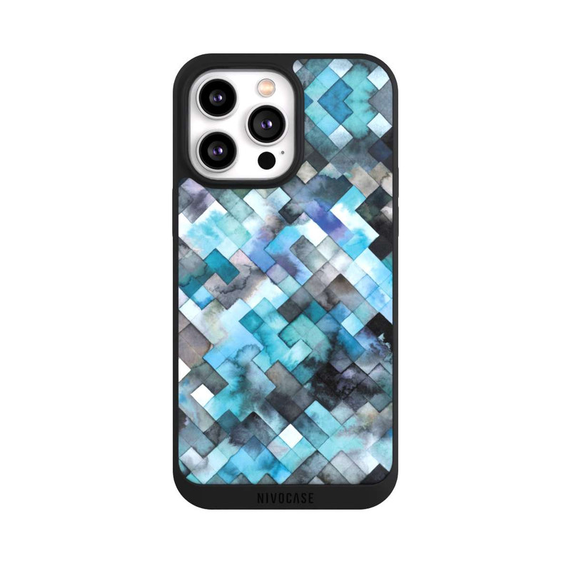 iPhone 14 Pro Max NIVOpure stimmungsvolles geometrisches Muster blau