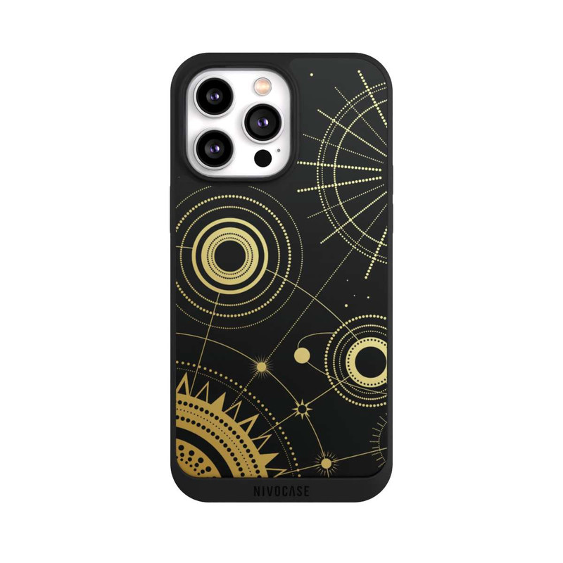 iPhone 14 Pro Max NIVOpure Schwarzer und goldener Look Abstrakt
