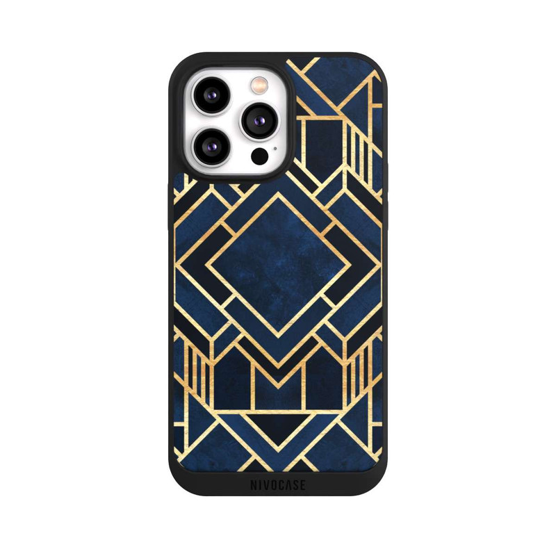 iPhone 14 Pro Max NIVOpure Art Deco Blue Gold Print