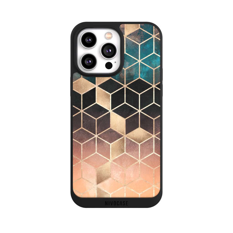 iPhone 14 Pro Max NIVOpure Cubes de rêve imprimé doré