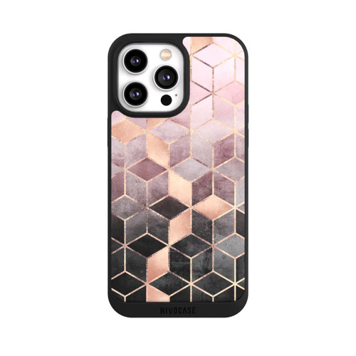 Apple iPhone 14 Pro Max NIVOpure Pink Grey Gradient Cubes Print