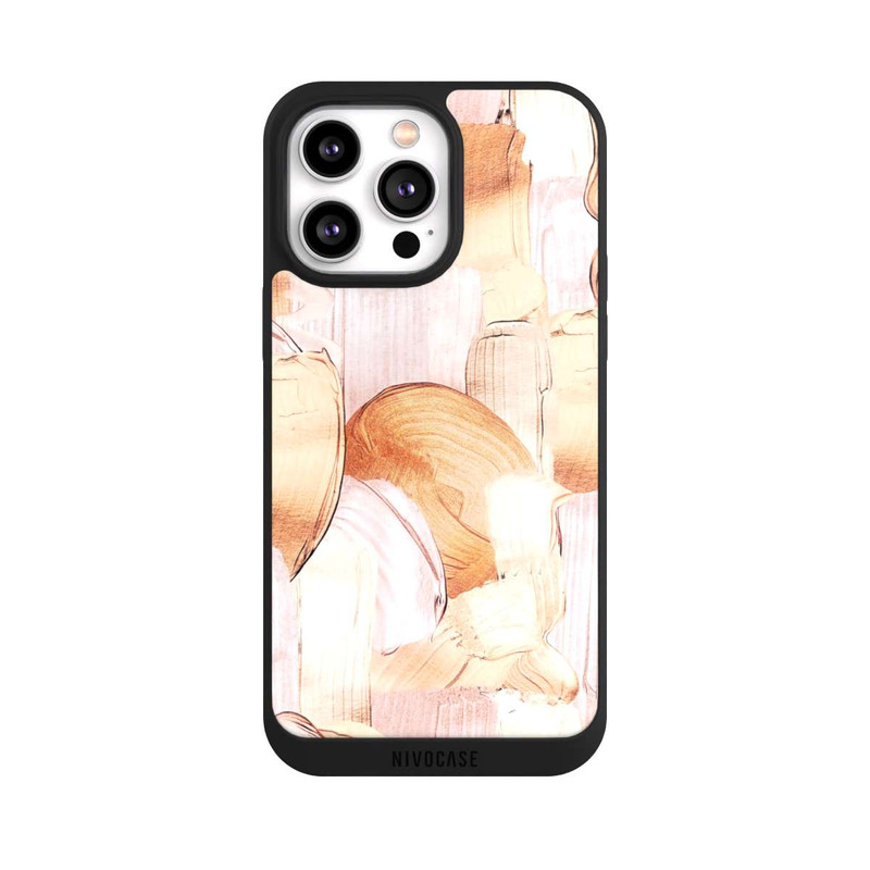 iPhone 14 Pro Max NIVOpure Motif de pinceau blanc/or
