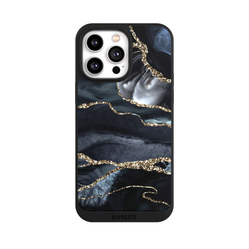 Apple iPhone 14 Pro Max NIVOpure Dunkler Marmor Gold Glitzerlook