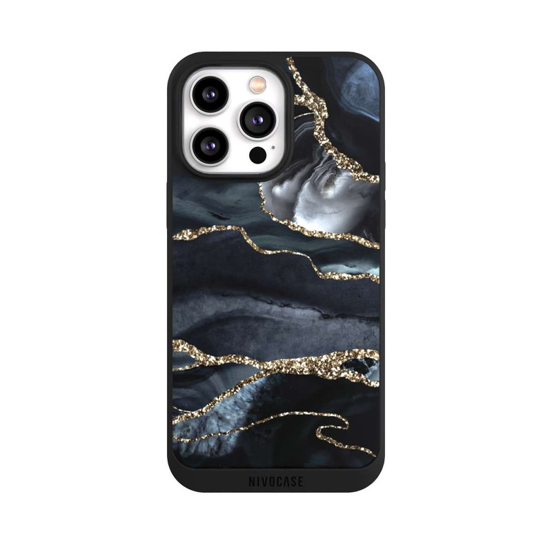 iPhone 14 Pro Max NIVOpure Dark Marble Gold Glitter Look