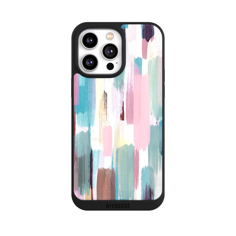 iPhone 14 Pro Max NIVOpure Coups de pinceau abstraits Nuances pastel