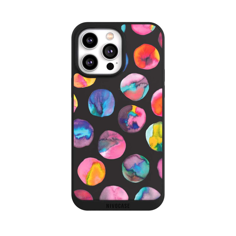 iPhone 14 Pro Max NIVOpure Colorful Ink Marbles Dots Black